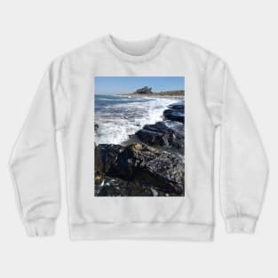 Waves near Bamburgh Castle in Northumberland Crewneck Sweatshirt